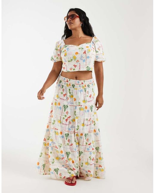 Vero Moda Natural Smock Waist Maxi Skirt Co-ord