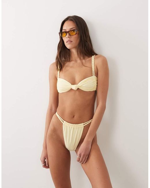 Miss Selfridge Natural Braided Strap Bikini Bottoms