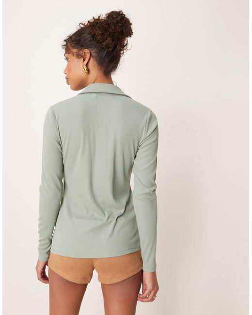 Abercrombie & Fitch Green Button Through Top With Collar