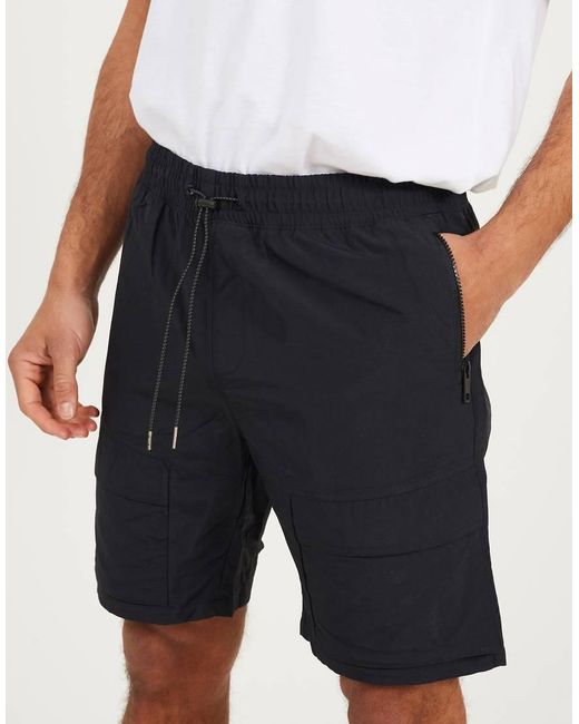 Brave Soul Blue Cotton Utility Elasticated Waist Shorts for men