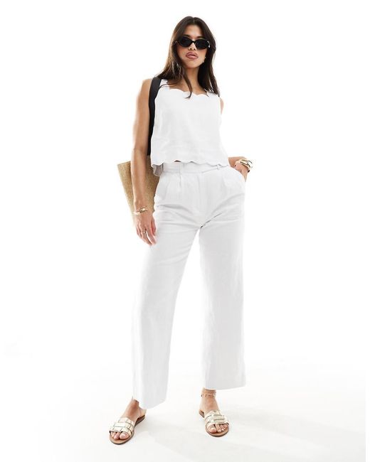 Abercrombie & Fitch White Linen Blend Sloane Trouser