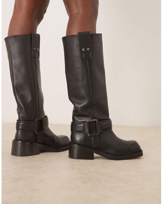 ASOS Natural – calla – hochwertige trucker-stiefel aus getrommeltem leder