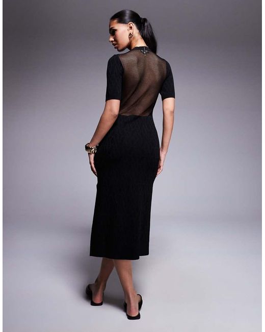 ARMANI EXCHANGE Multicolor Bodycon Midi Dress With Mesh Back