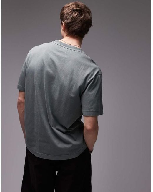 Topman Gray Oversized Washed T-shirt for men
