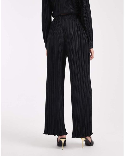 4th & Reckless Blue Plisse Elasticated Waist Wide Leg Trousers Co-Ord