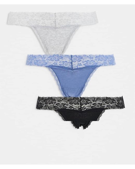 Pack De 3 Tangas De Color Negro, Gris Y Azul Cómodos De Tanga Everyday De Cotton On de color Blue