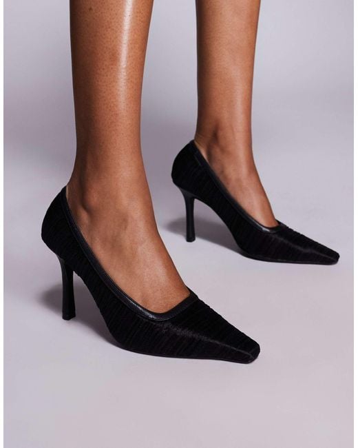 Public Desire Brown Salty Ruched Tulle Pumps