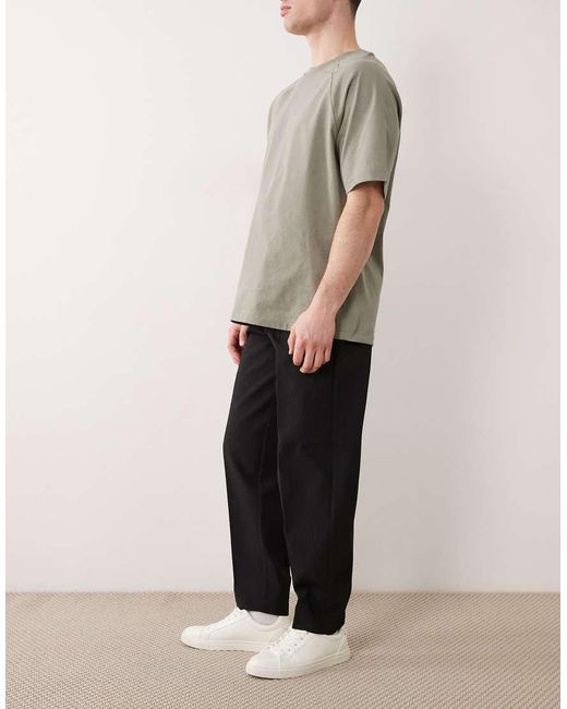 ASOS Natural Tailored Oversized Tapered Comfort Ribbed Trousers for men