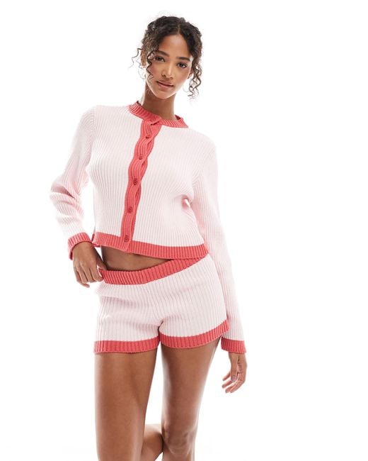 Mini-short d'ensemble rayé en maille - rouge et ASOS en coloris Red