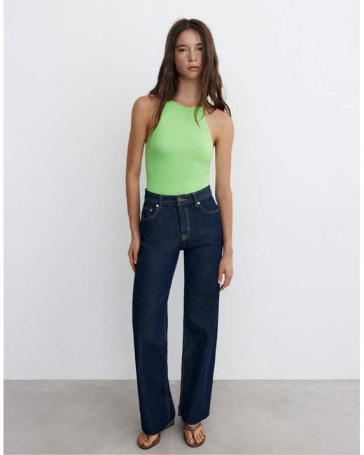 Pull&Bear Green Halter Strappy Bodysuit