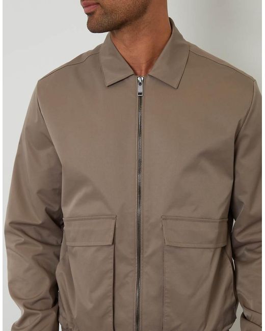 Threadbare Brown Showerproof Lightweight Patch Pocket Zip Up Jacket for men