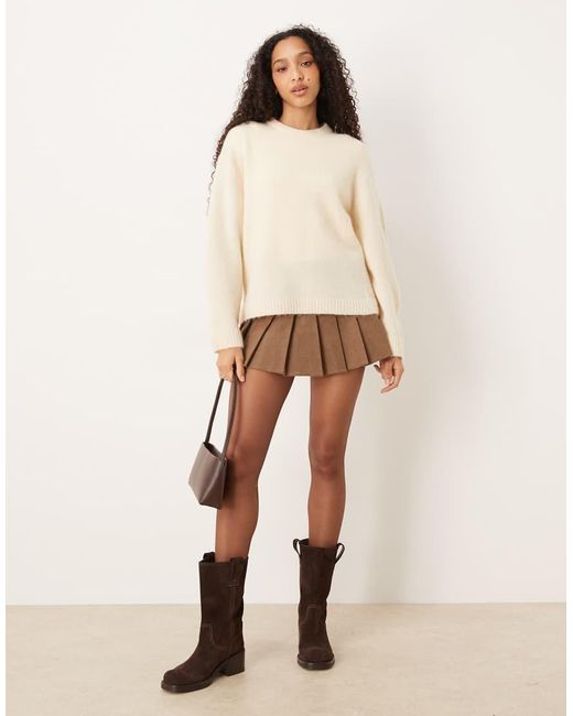 Gina Tricot Natural Crew Neck Knitted Wool Alpaca Jumper