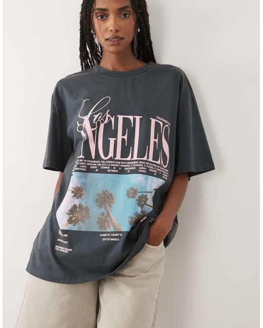 ASOS Gray Oversized T-shirt With Los Angles Palm Graphic