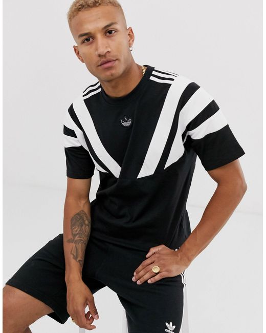 Camiseta con trébol en el centro y rayas en el hombro en negro adidas  Originals de hombre de color Negro | Lyst