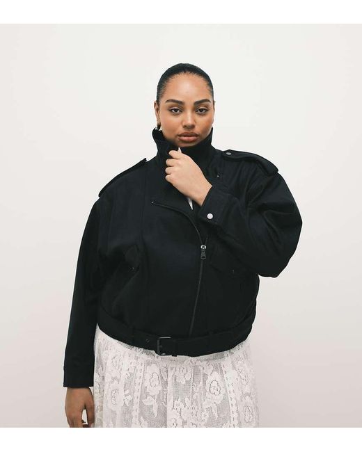 ASOS Black Asos Design Curve Oversized Leather Look Biker Jacket