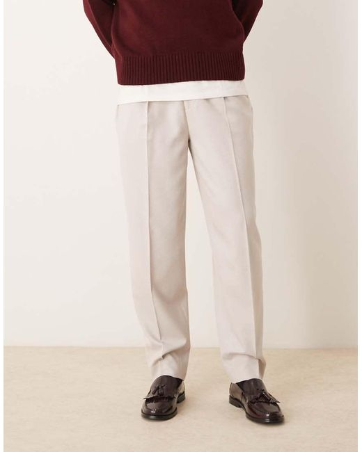 ASOS Nette Oversized Toelopende Broek Met Microtextuur in het Natural voor heren