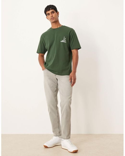 ASOS Green Relaxed T-Shirt With Chest Print for men