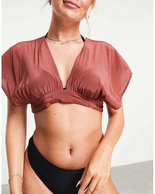 ASOS Brown Plunge Beach Top