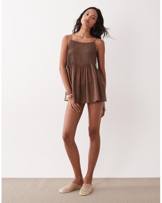 ASOS Brown Rita Pleated Beach Cover Up