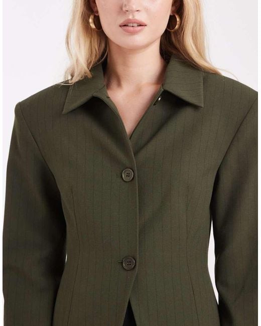 ASOS Green Extreme Shoulder Collar Detail Blazer