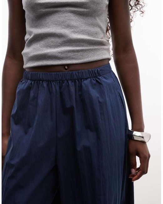 ASOS Blue Cotton Nylon Blend Pull On Balloon Trousers