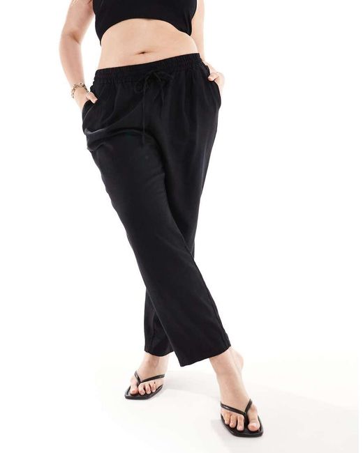 Vero Moda Black Linen Blend Tapered Trousers