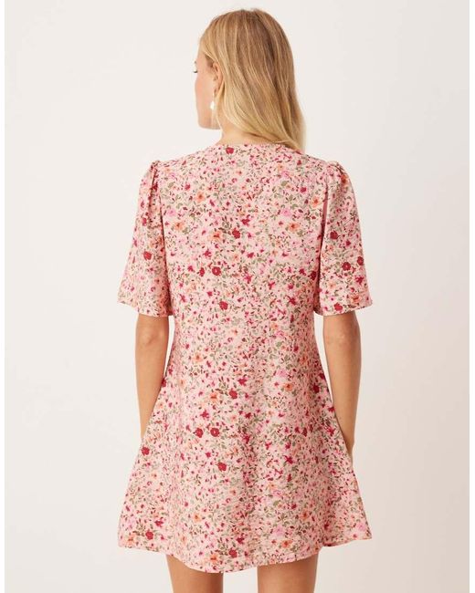 Jdy Mini-Jurk Met Korte Mouwen En Bloemenprint in het Pink