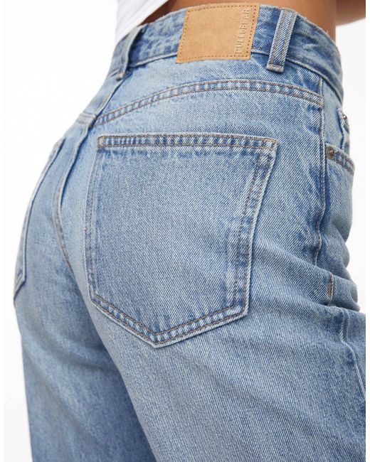 Pull&Bear Blue – gerade geschnittene jeans mit mittelhohem bund