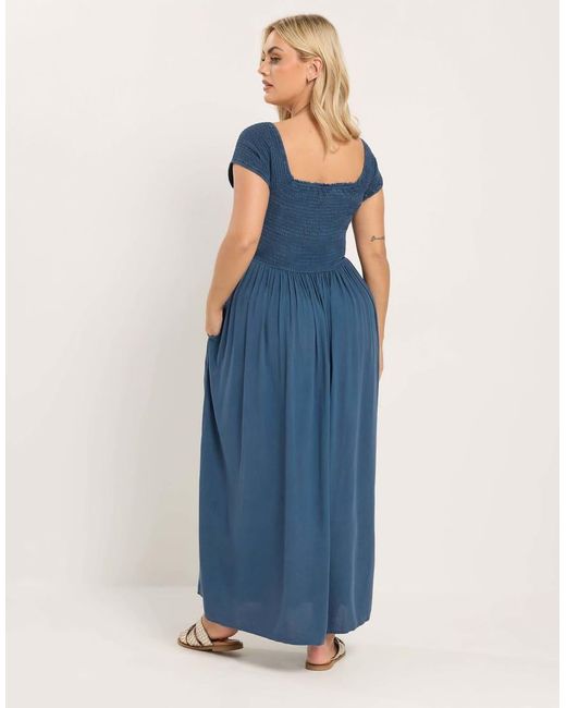 Yours Clothing Blue Chambray Bardot Maxi Dress