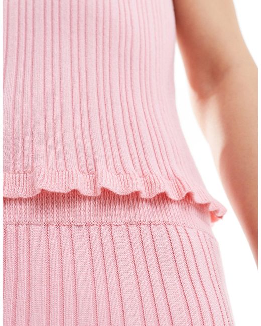 ASOS Pink Knitted Strappy V Neck Cami Top