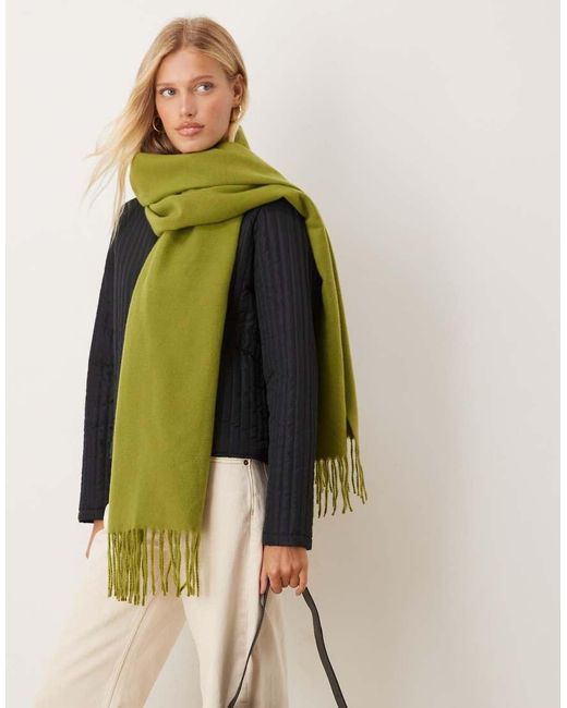 Bufanda Con Flecos De Tejido Muy Suave De ASOS de color Green