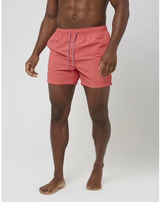 Brave Soul Red Elasticated Swimshorts for men