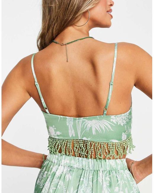 ASOS Green Tassel Beach Crop Top