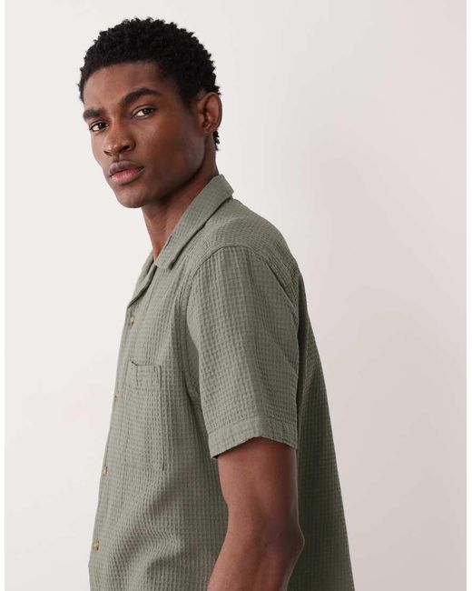 ASOS Gray Regular Fit Waffle Textured Shirt for men
