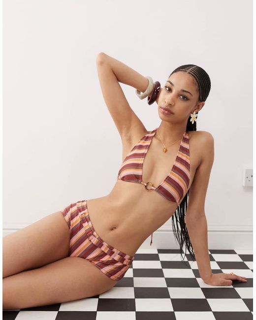 Motel Multicolor Avi Striped Belted Swim Short