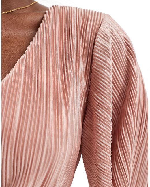 AX Paris Pink Short Sleeve Plisse Wrap Jumpsuit