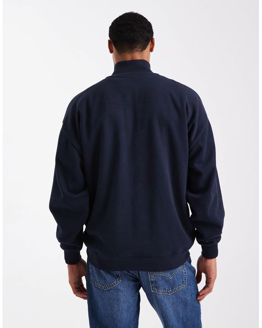 Sweat large en molleton à col zippé Threadbare pour homme en coloris Blue