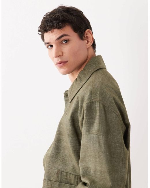 ASOS Green Cotton Worker Jacket for men