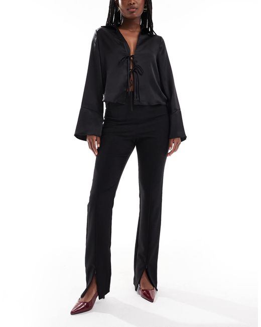 ASOS Black Tailored Skinny Trousers With Zip Front Detail