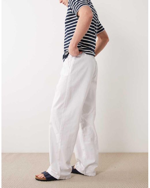 ASOS White baggy Fit Linen Blend Pants for men