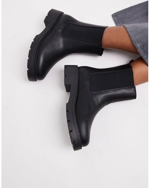 Schuh Black Abbie Wide Fit Chunky Chelsea Boots