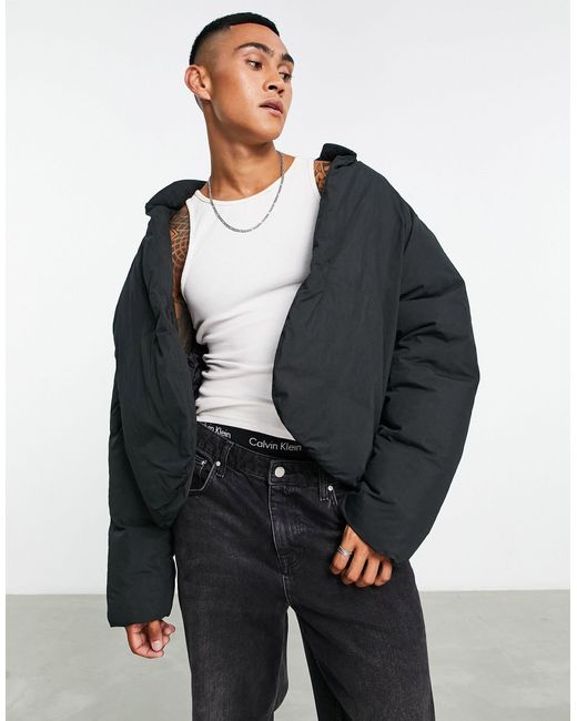 ASOS Cropped Puffer Jacket in Black (Gray) for Men | Lyst