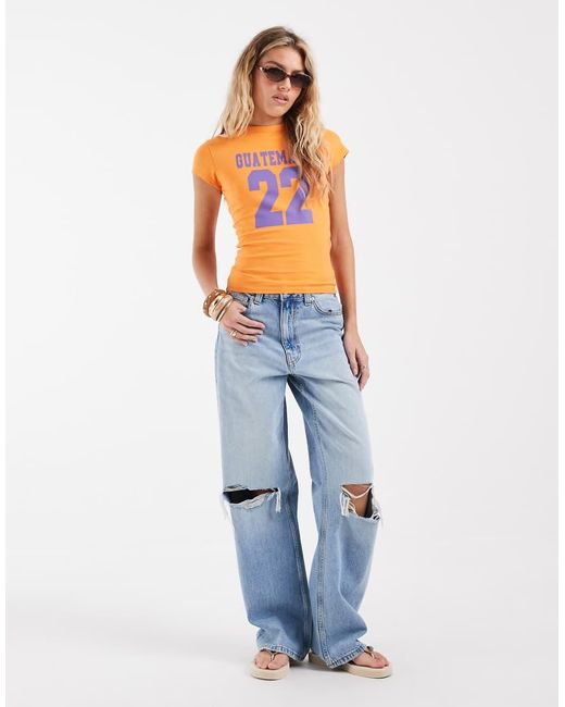 ASOS Orange Baby Tee With Guatemala Graphic