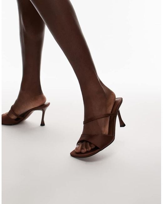 TOPSHOP Natural Fiona High Heeled Mules With Straps