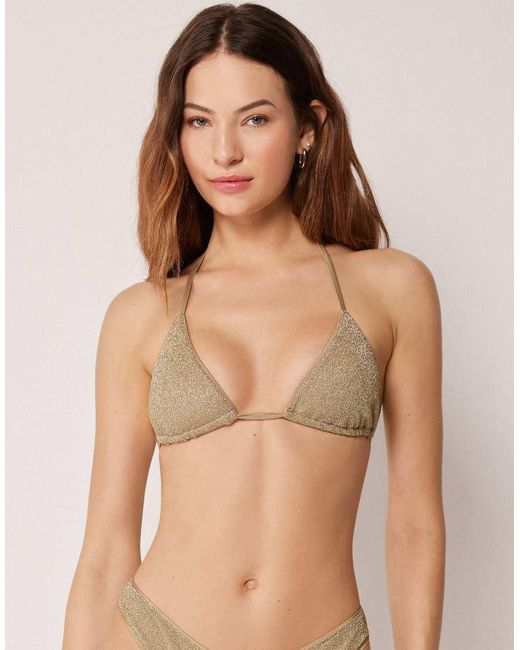 Calzedonia Natural Triangle Bikini Top Metallic Glow