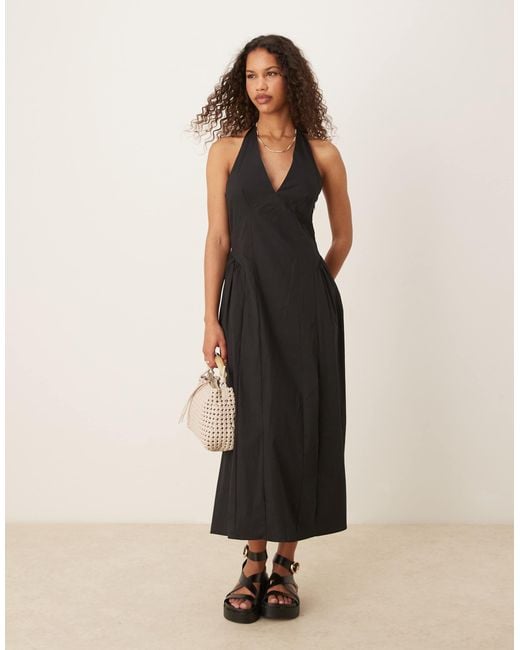 Robe longueur mollet dos nu en coton à taille basse et corsage structuré Mango en coloris Natural