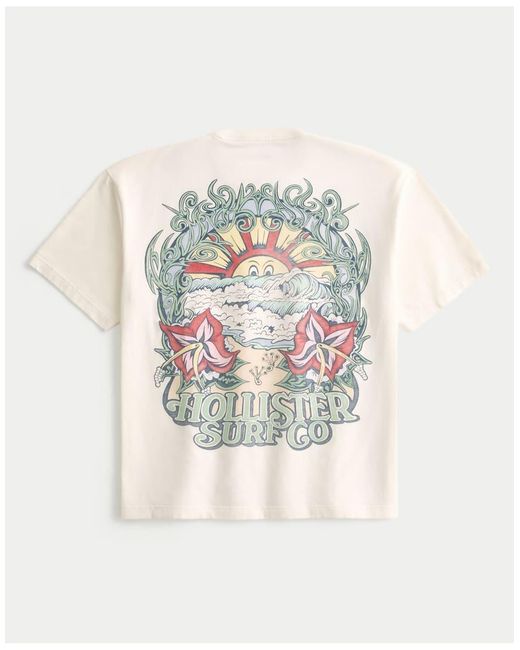 Hollister Natural Boxy Heavyweight Logo Graphic Tee for men