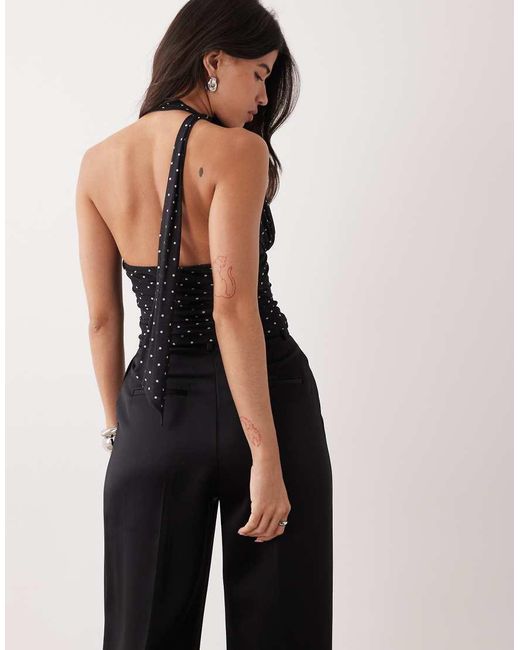 ASOS Blue Mesh Halter Neck Co-ord With Scarf Detail