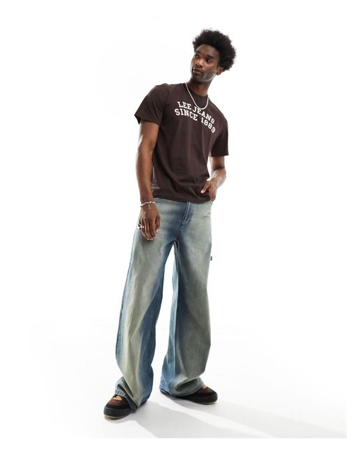 T-shirt vestibilità comoda con logo ad arco sul davanti di Lee Jeans in Brown da Uomo