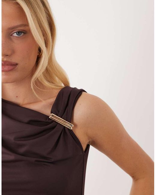 Threadbare Natural Asymmetric Draped Jersey Top